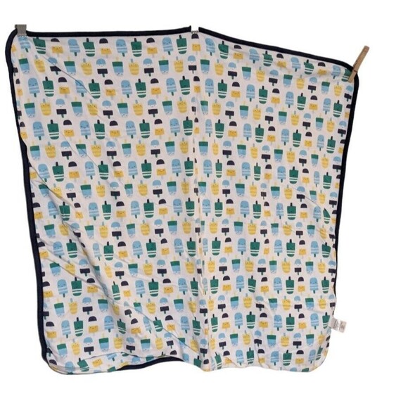 Gymboree Baby Reversible Receiving Blanket Ice Cream Popsicle Blue Green 2018 - Picture 2 of 6